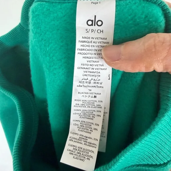 NWT ALO ACCOLADE CREW NECK PULLOVER & SWEAT SHORTS SET Spruce Green Size S - Picture 7 of 12